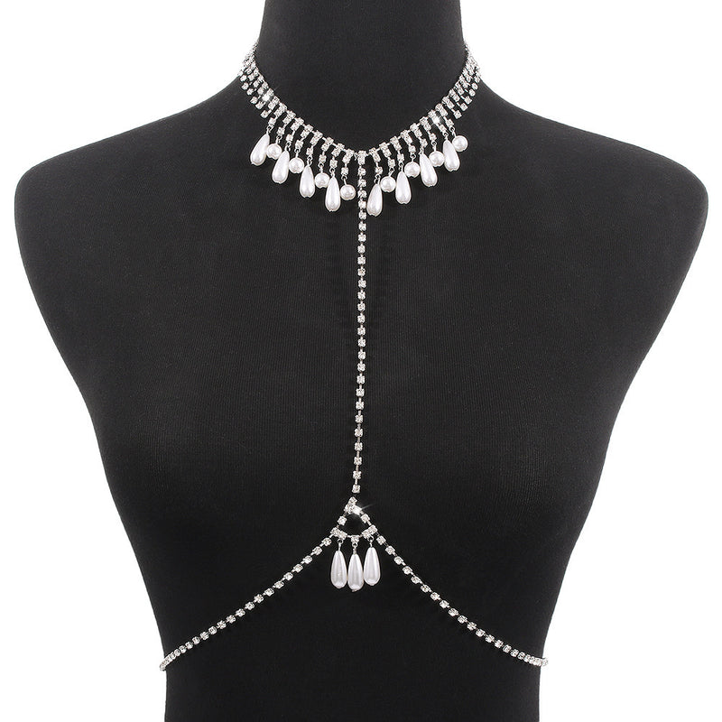 Sweet Chic Body Chain - Cross-Border Pearl Claw Necklace for a Sexy and Elegant Look
