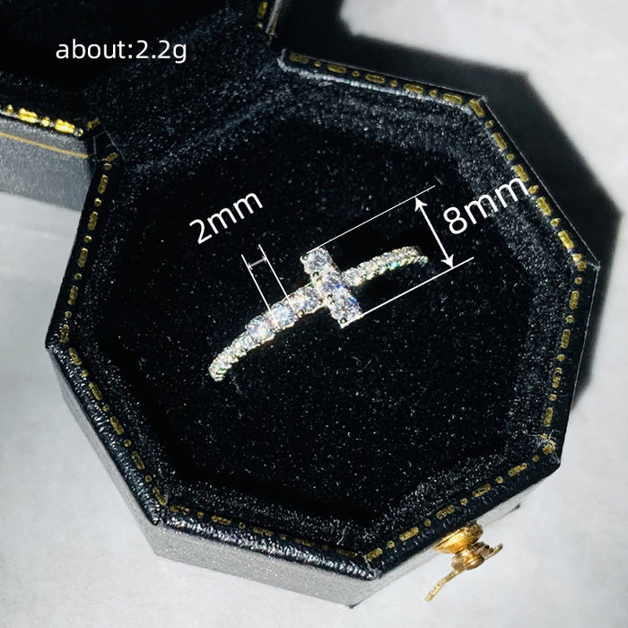 T-shaped simple ring moissanite design Qixi gift exquisite and versatile