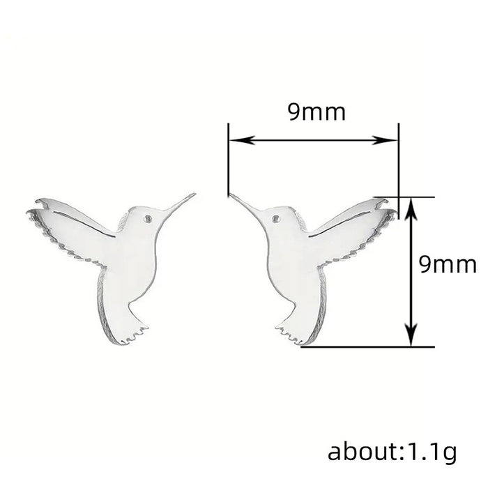 Small animal earrings metal hummingbird earrings mini fashion earrings for women