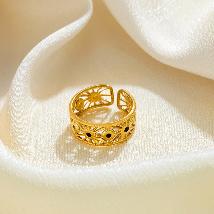 Wholesale stainless steel and titanium steel gold-plated geometric openwork rings