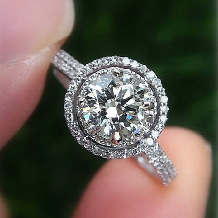 Micro-paved round zircon ring, elegant ring