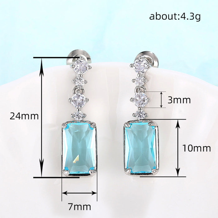 High-grade rectangular earrings, elegant medium-length earrings