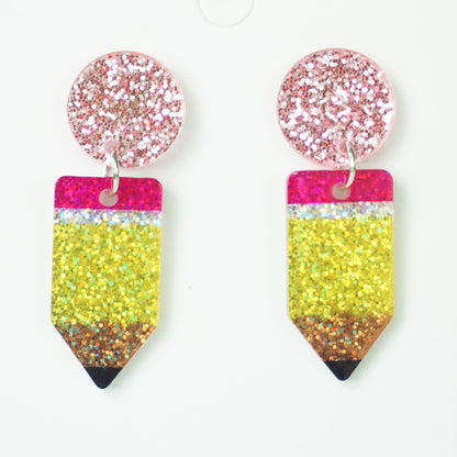 School Season Pencil Wooden Earrings