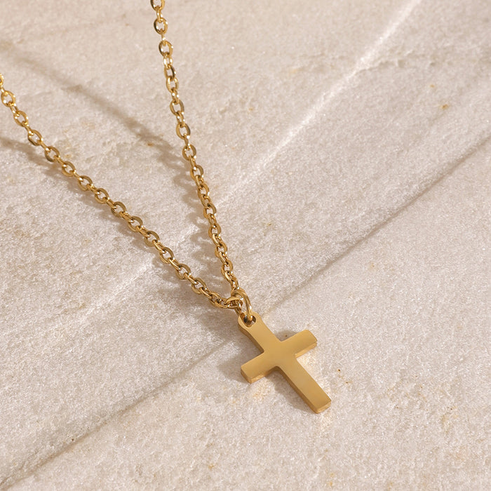 Stainless steel polished three-layer cross pendant necklace simple design