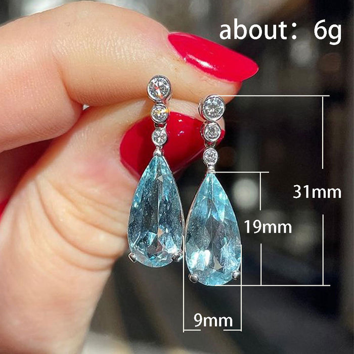 Sea blue pear-shaped teardrop earrings for women Strong factory cross-border supply