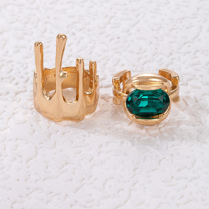 Gold ring two-piece set simple and creative, imitation gemstone geometric irregular 80