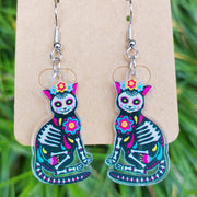 Day of the Dead Mushroom Snake Acrylic Earrings - wallojewerly 
