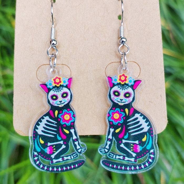 Day of the Dead Mushroom Snake Acrylic Earrings