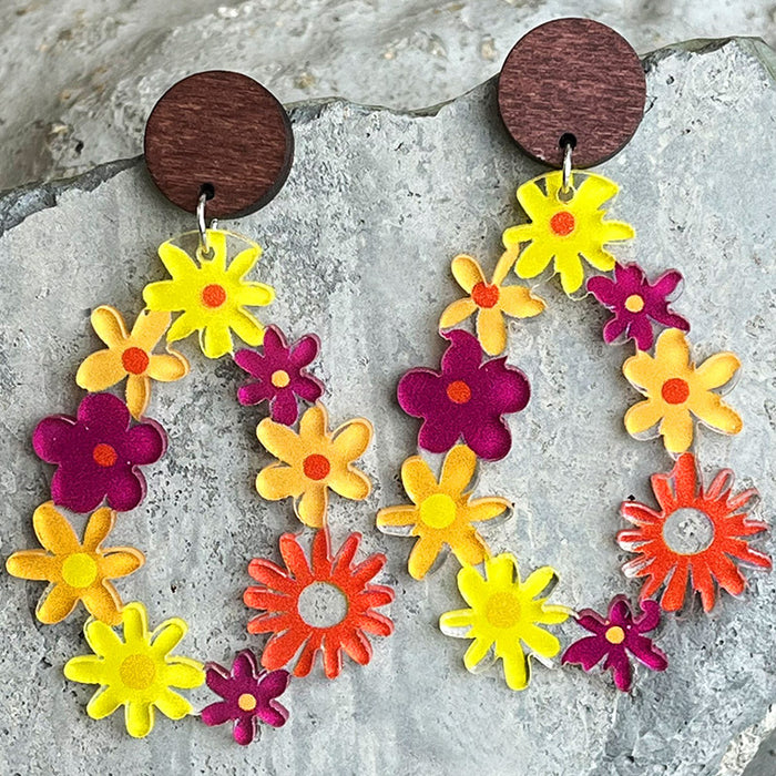 Bohemian Flower Teardrop Earrings with Vintage Floral Design