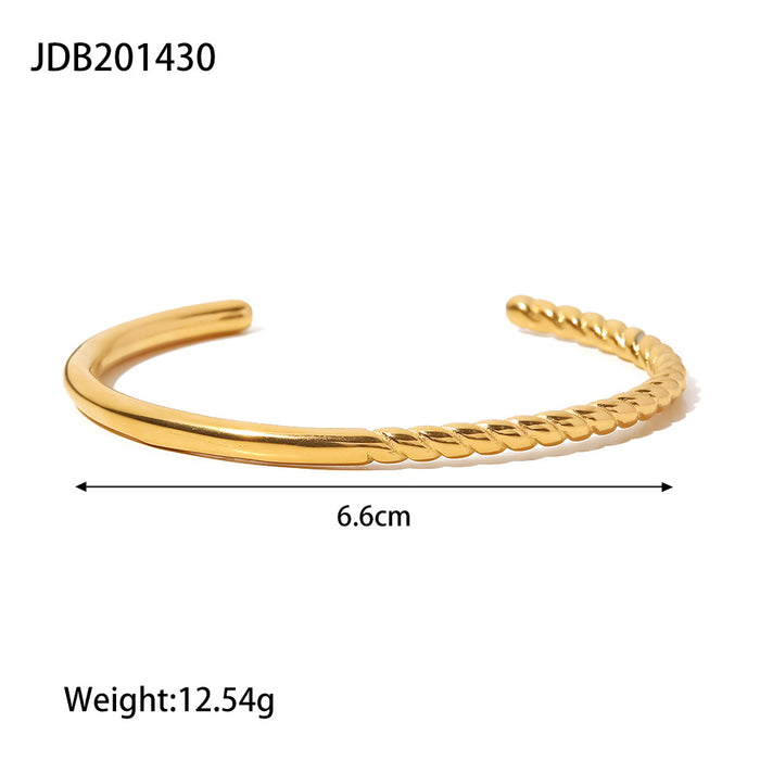 French Style Titanium Steel Bracelet - 18K Gold Plated Open Jewelry for Women