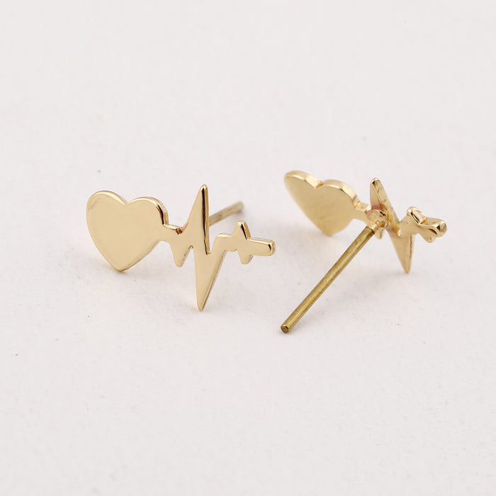 Heartbeat earrings, geometric love electrocardiogram lightning earrings ins fashion personality earrings European and American new styles