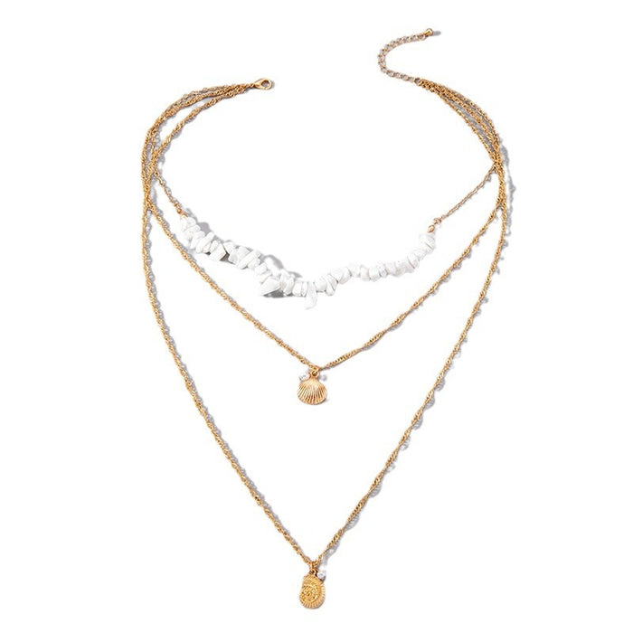 Bohemian Shell Pendant Necklace with Faux Pearls - Beach Style Multilayered Jewelry for Women