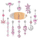 Pink Stainless Steel Zircon Double Heart Curved Barbells for Navel - wallojewerly 