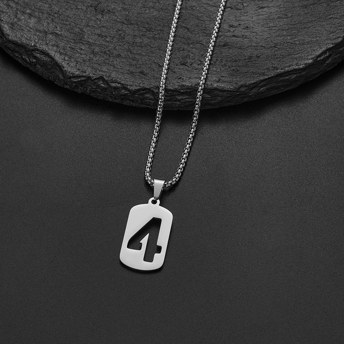 Lucky number necklace, punk style square pendant stainless steel accessories cross-border wholesale