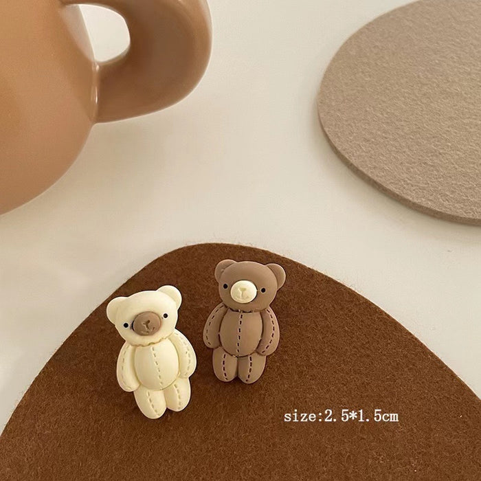 Cartoon bear earrings milk coffee color sweet earrings