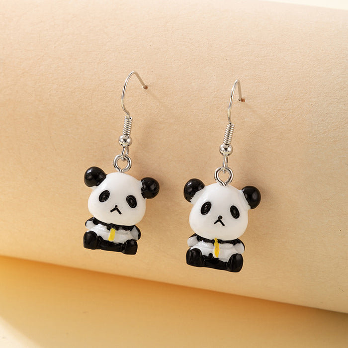 Resin panda ear hook little yellow duck animal earrings