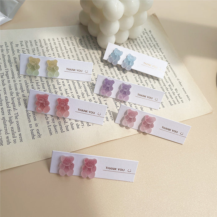 Gummy Bear Earrings Cute Cartoon Girl Style Gradient Color Design