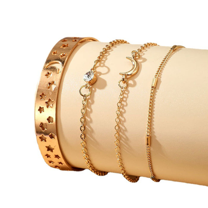 Exaggerated Hollow Bracelet Set - Four-Piece Chain Jewelry for Women