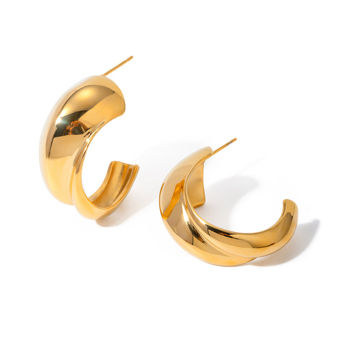 Hot Trend 18K Gold Stainless Steel Layered Skewer Earrings - Minimalist Titanium Steel Studs