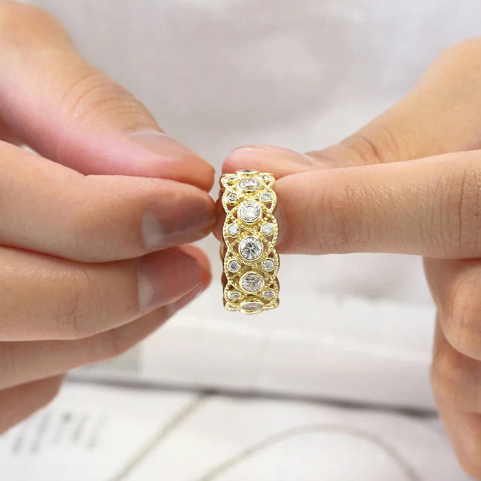 Chinese retro imitation braided ring hollow design Italian ring