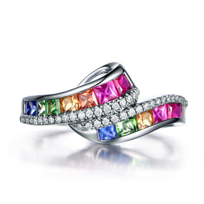 Colored zircon ring for women anniversary jewelry gift ring