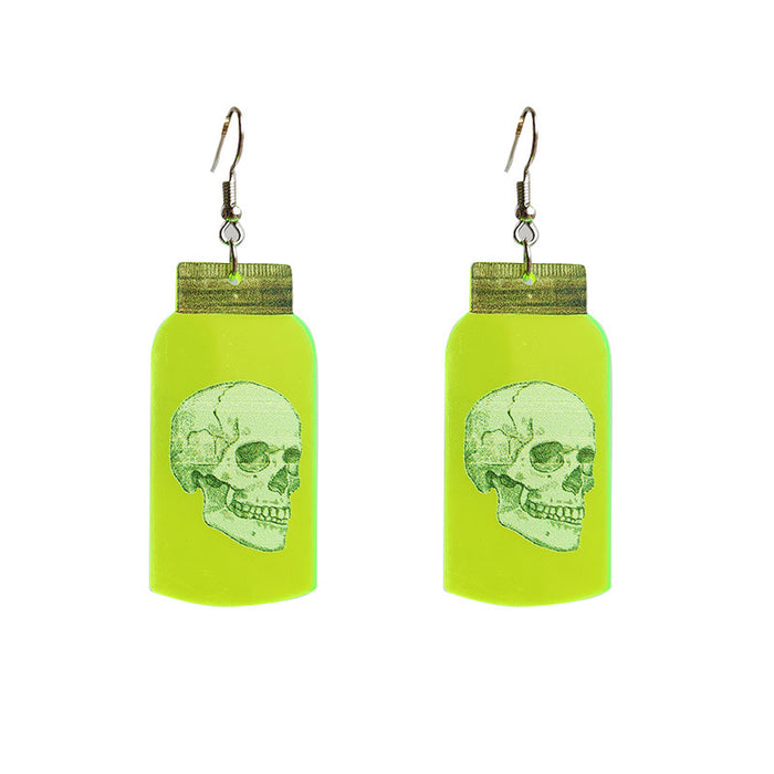 Halloween Ghost Fluorescent Acrylic Horror Earrings - wallojewerly 