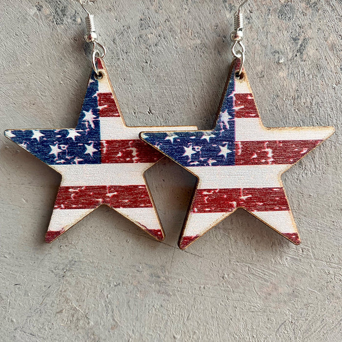 Independence Day patriotic wooden earrings