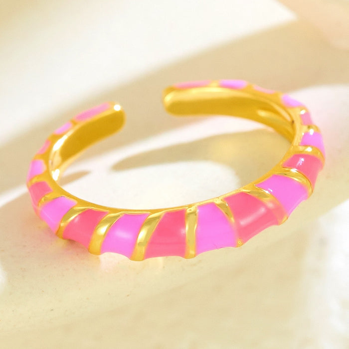 Wholesale copper droplet spliced colored striped open ring