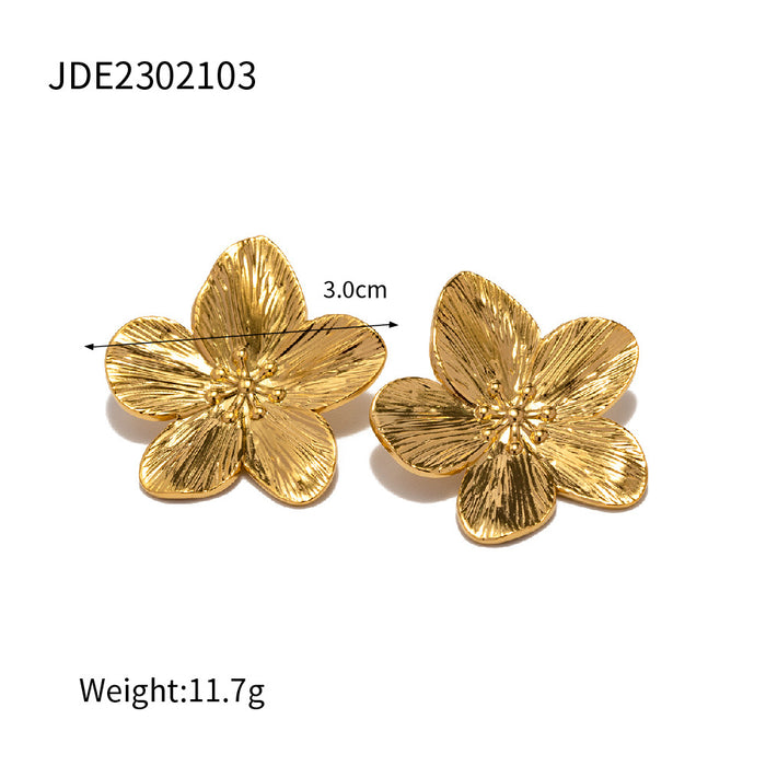 Designer 18K Gold Stainless Steel Gold-Silver Daisy Earrings - Floral Series Jewelry