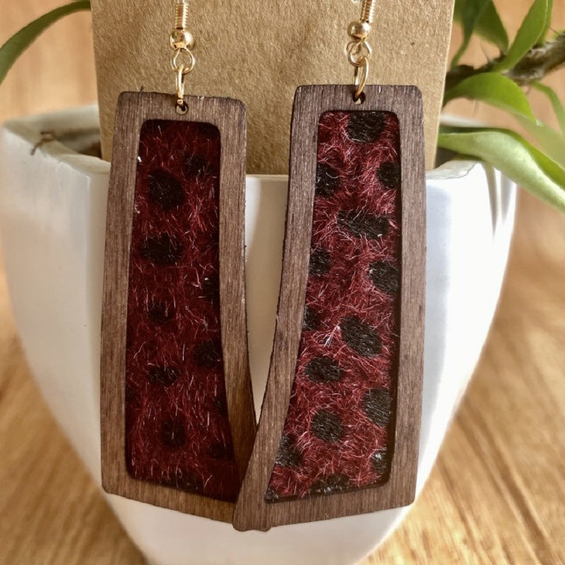 Animal Print Leather Earrings with Leopard Print and Western Style - wallojewerly 