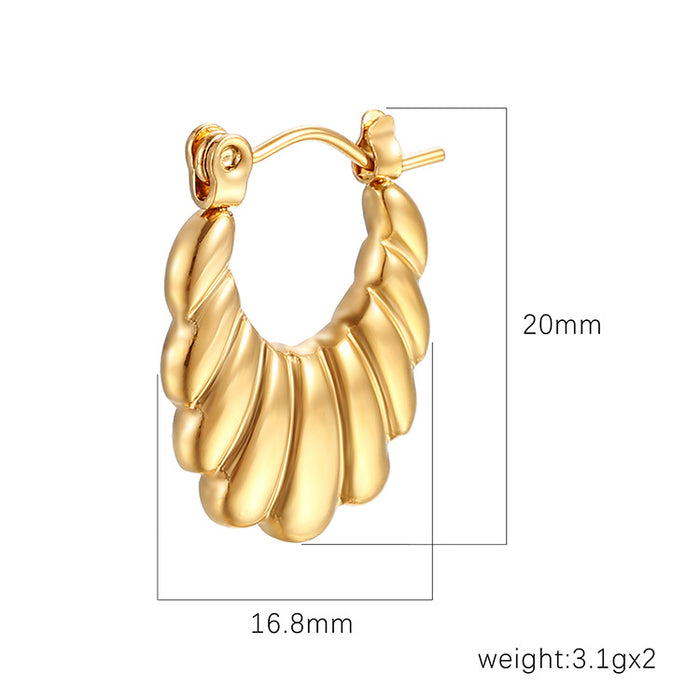 French retro pattern earrings, 18K stainless steel plated women's earrings, elegant and high-end