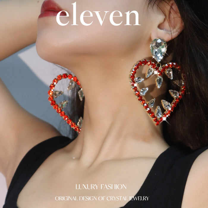 Vintage Red Tassel Earrings - Luxury Rhinestone Dangles for Brides - wallojewerly 