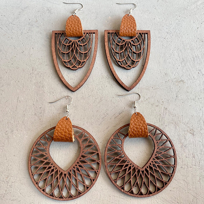 Wooden hollow earrings