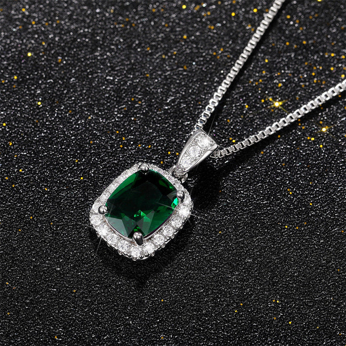 Fashionable imitation colored gemstone zircon pendant necklace