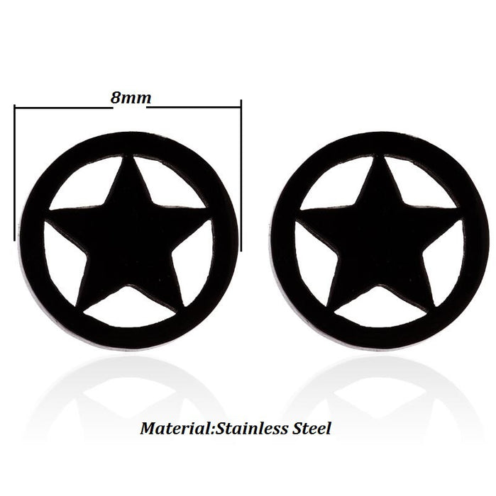 Black star and moon earrings, cross-border new stainless steel simple star and moon earrings personalized accessories wholesale