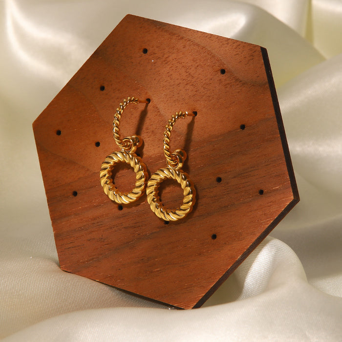 Pendientes de aro trenzados vintage franceses: joyas de diseño de alta gama para otoño/invierno 2024