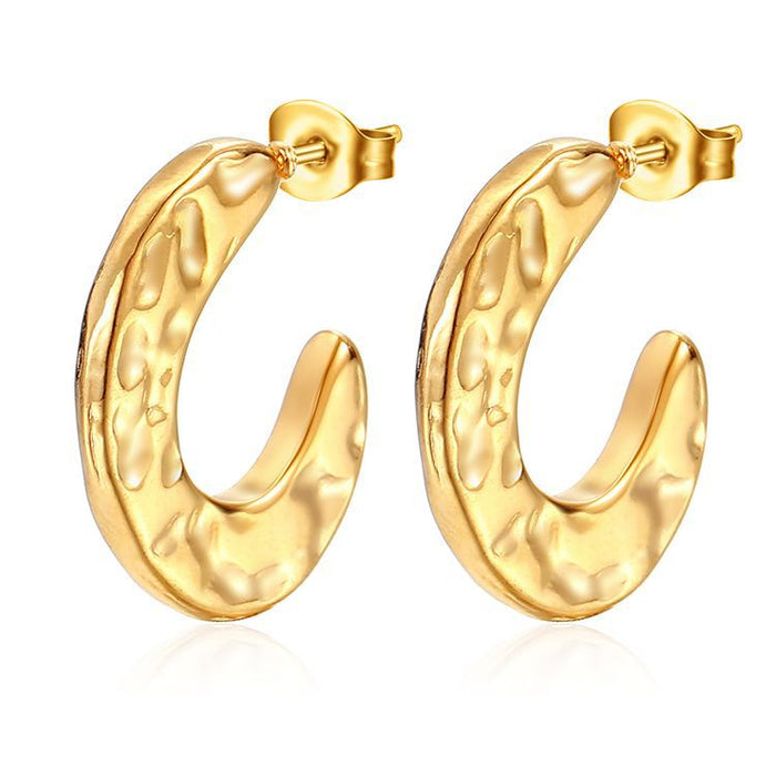 Irregular stainless steel earrings 18K gold non-fading oil pressure solid earrings