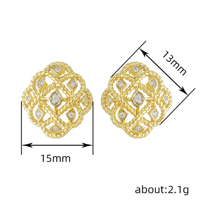 Lace Zirconia Earrings Hollow Carved Earrings