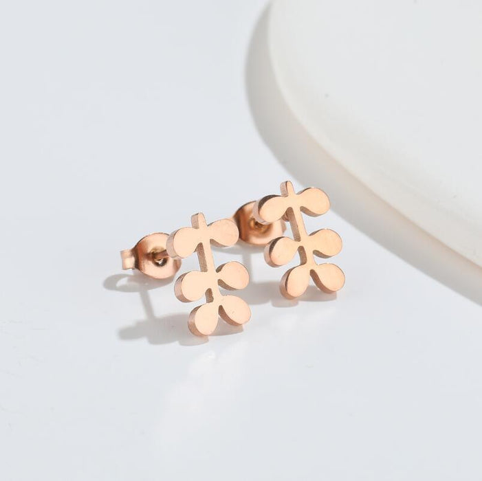 Leaf Stainless Steel Stud Earrings - Simple and Elegant Nature Jewelry