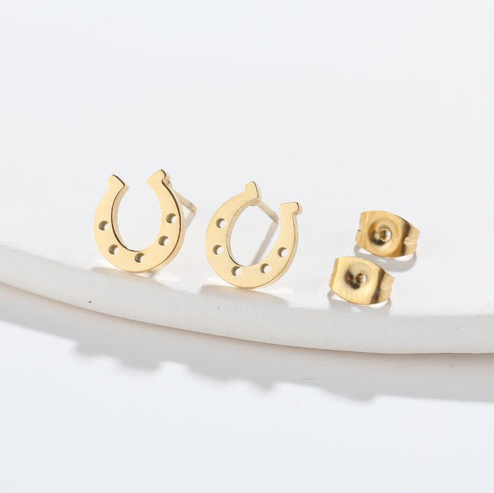 Horseshoe U-Shaped Stainless Steel Stud Earrings - Simple and Chic Geometric Jewelry