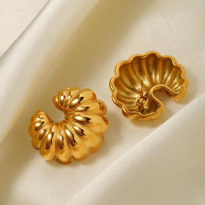 Designer 18K Gold Stainless Steel Croissant Earrings - Fashionable Women's Gift