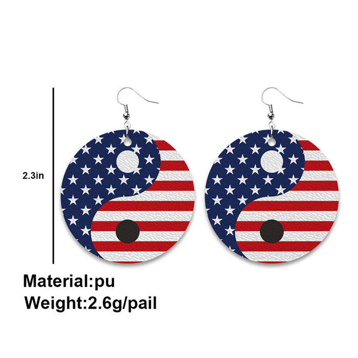 Independence Day Earrings with Peace Sign and Smiley Face for Holiday Gifts