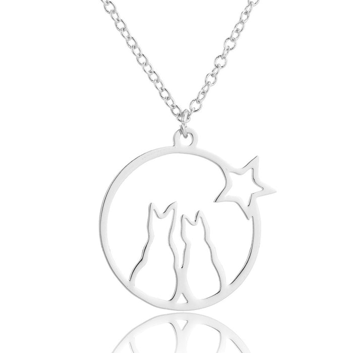 Kitten pet necklace, simple stainless steel animal clavicle chain ins niche design jewelry