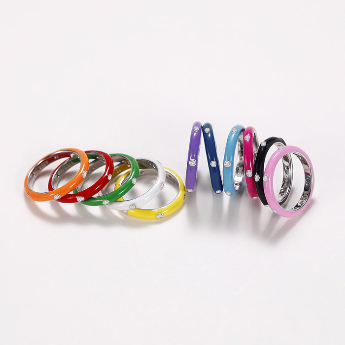 Anillo de gota de aceite de color arcoíris, anillo de circón minimalista y versátil