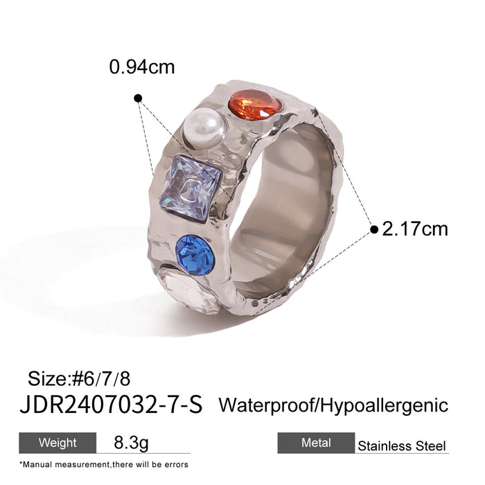 Stainless steel zircon open ring