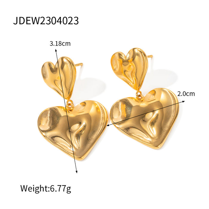 18K Gold Plated Stainless Steel Irregular Hammered Stud Earrings - Non-Fading Jewelry