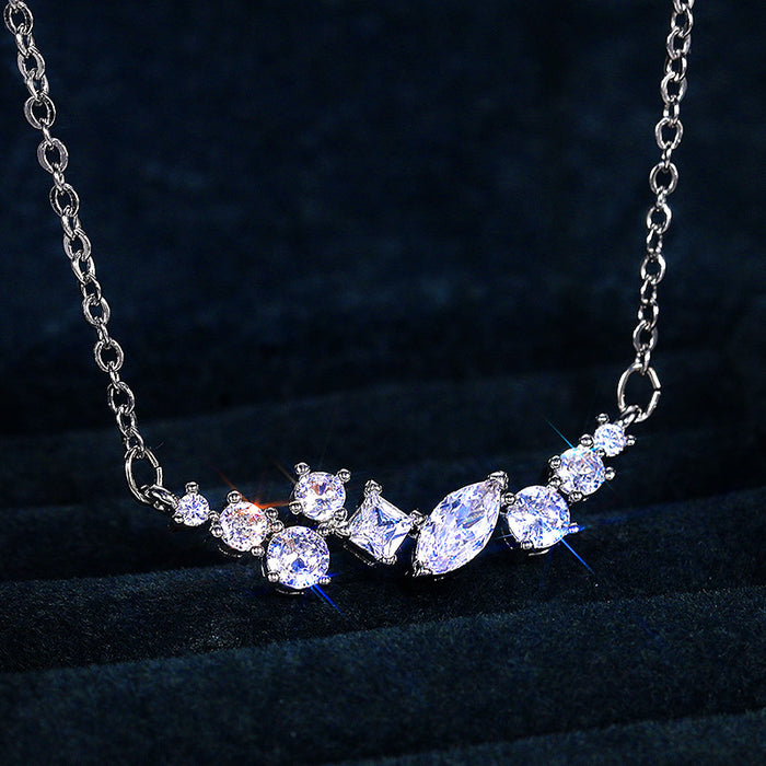 Zircon Pendant Necklace Platinum Plated Necklace