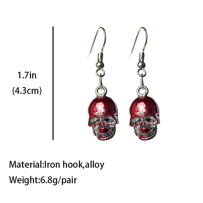 Skull Blood Stain Halloween Earrings with Fang Party Design