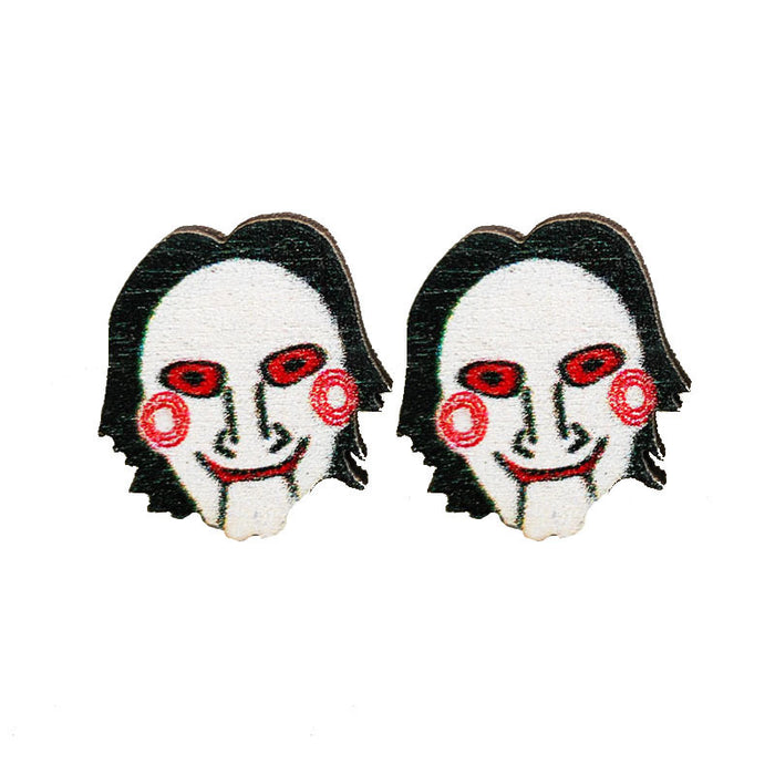 Wooden Halloween Horror Figure Earrings