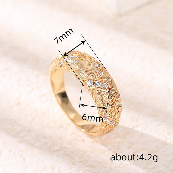 Anillo trenzado retro con diseño de nicho para mujer, otoño e invierno